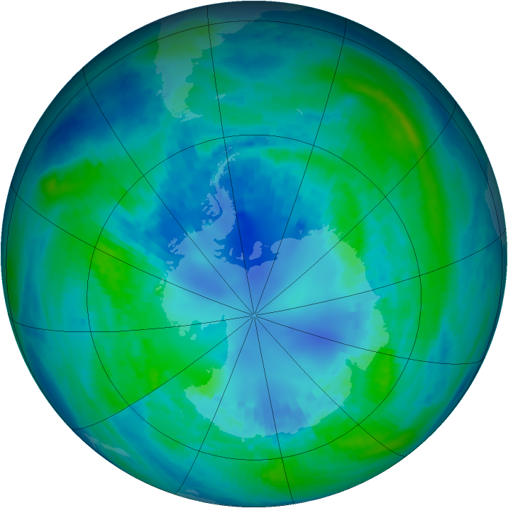 Antarctic ozone map for 18 April 2003